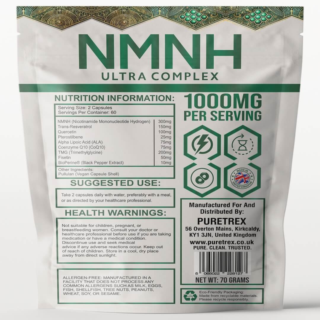 NMNH Ultra Complex Capsules - back of packaging with supplement facts