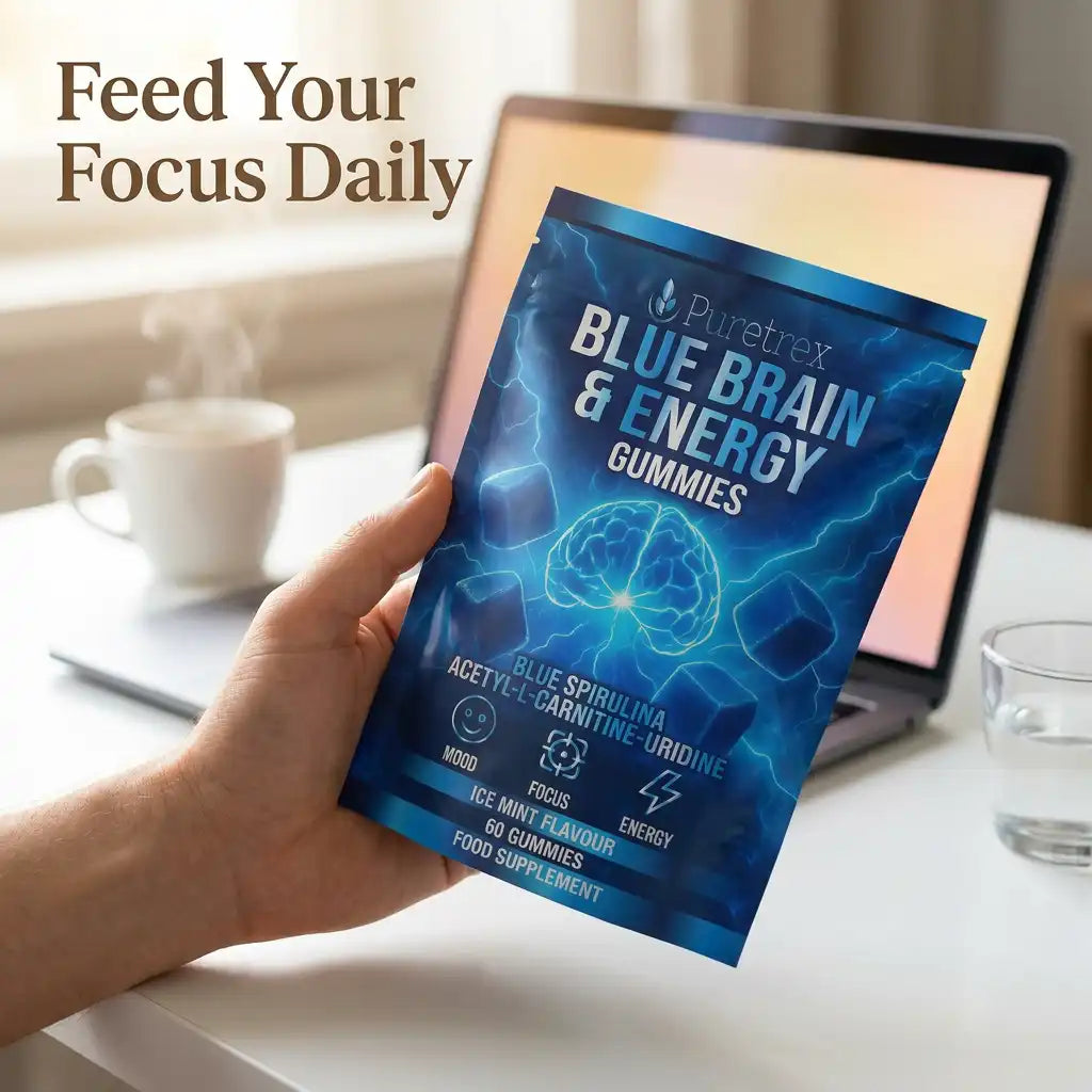 Blue Brain Gummies – Spirulina, Uridine & Theanine Nootropic Formula