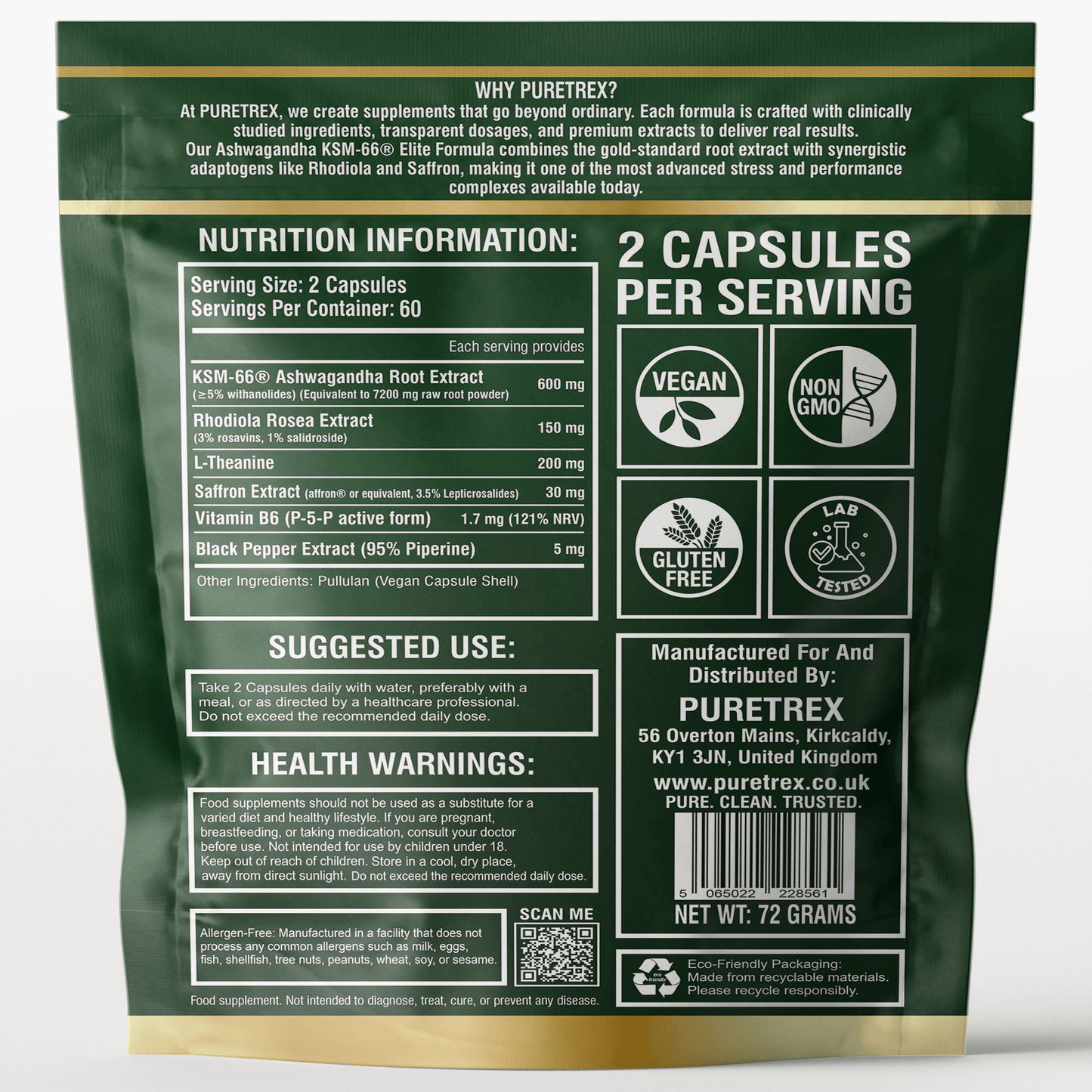 Ashwagandha KSM-66® Elite Formula – 7200mg Root Equivalent Adaptogen Complex