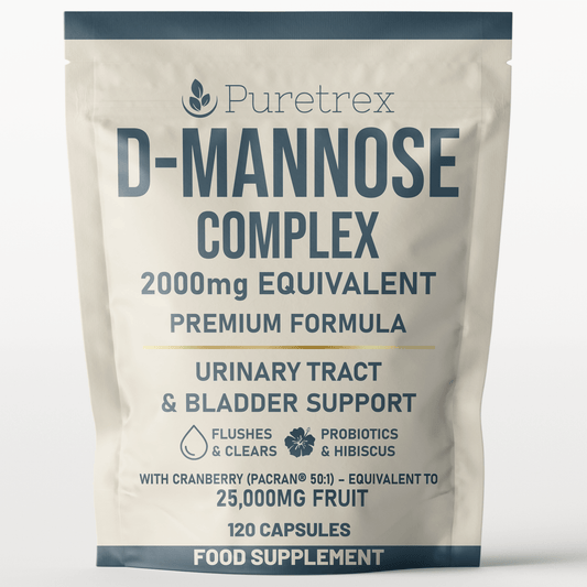 PURETREX D-Mannose Complex 2000mg Equivalent – Premium Formula with Cranberry, Hibiscus, Probiotics & Zinc, 120 Vegan Capsules Pouch