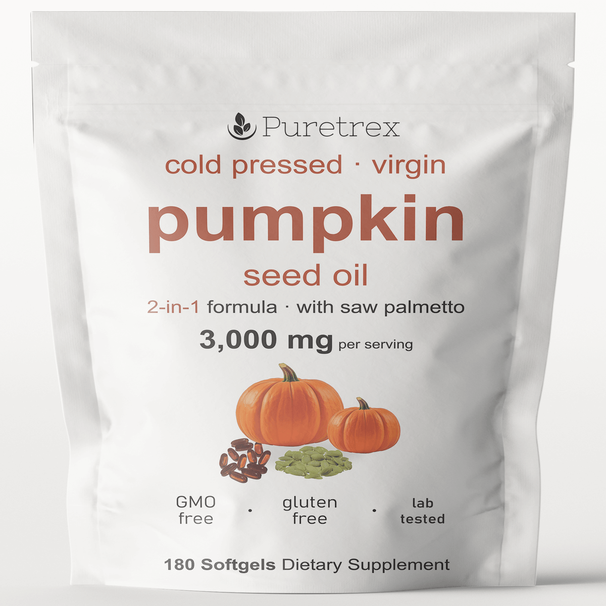 Cold Pressed Pumpkin Seed Oil & Saw Palmetto Softgels - softgels pouch by PURETREX