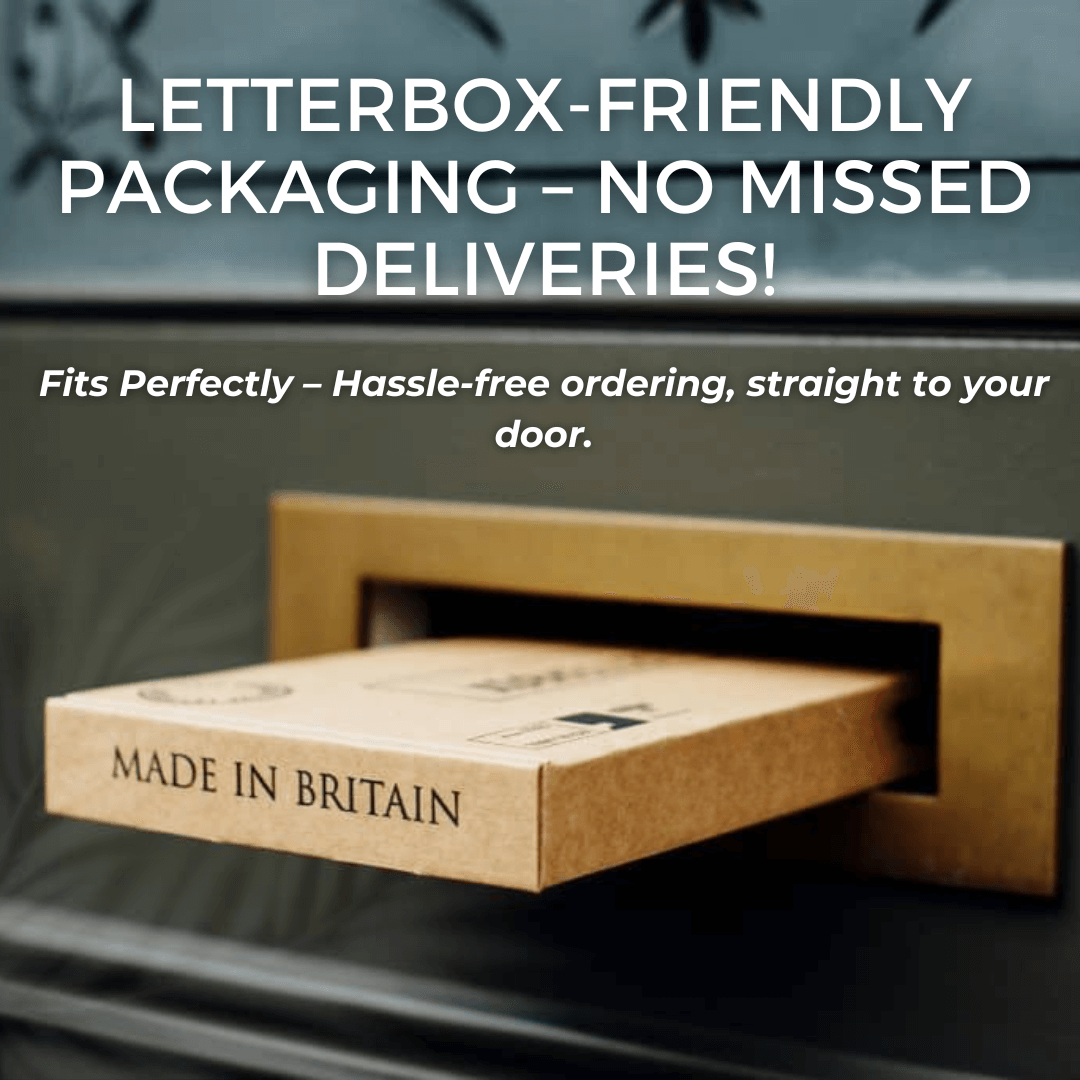 Letterbox-friendly packaging ensuring fast delivery straight to your mailbox without the need to wait at home or collect the parcel