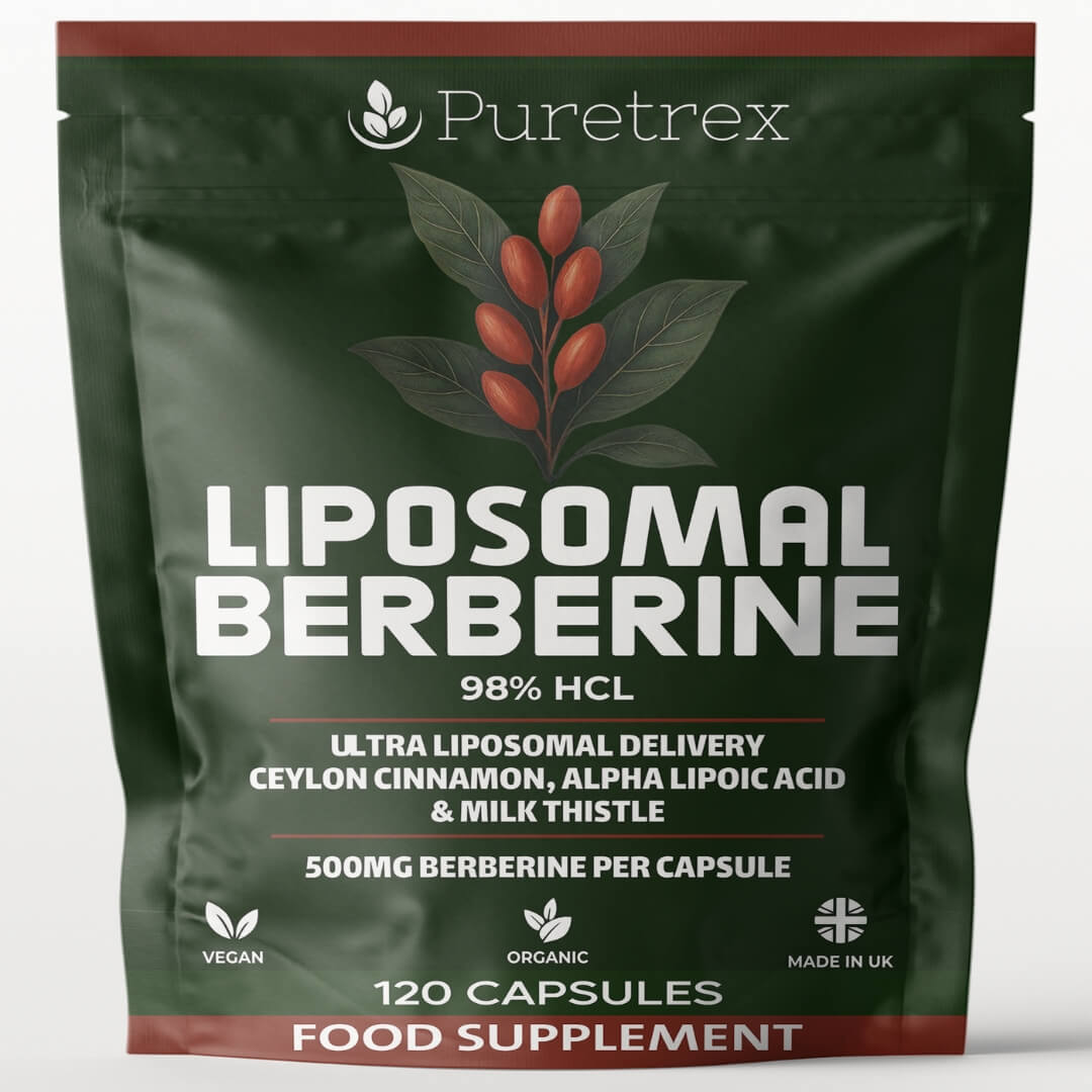 Liposomal Berberine 98% HCL 500mg + Ceylon Cinnamon, ALA... - capsules pouch by PURETREX