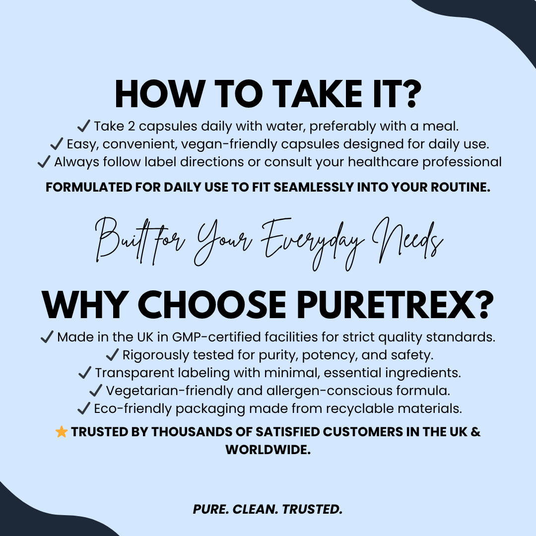 Puretrex Methylene Blue with Liposomal Vitamin C instructions for use and reasons to choose Puretrex.