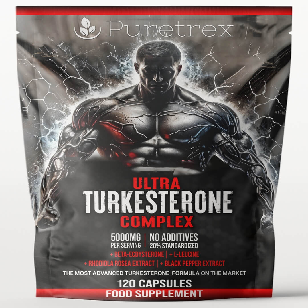 Ultra Turkesterone Complex - capsules front of pouch by PURETREX