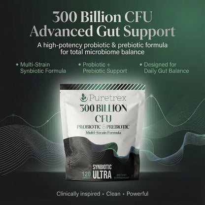 300 Billion CFU Probiotic & Prebiotic - Multi-Strain Synbiotic Ultra Formula
