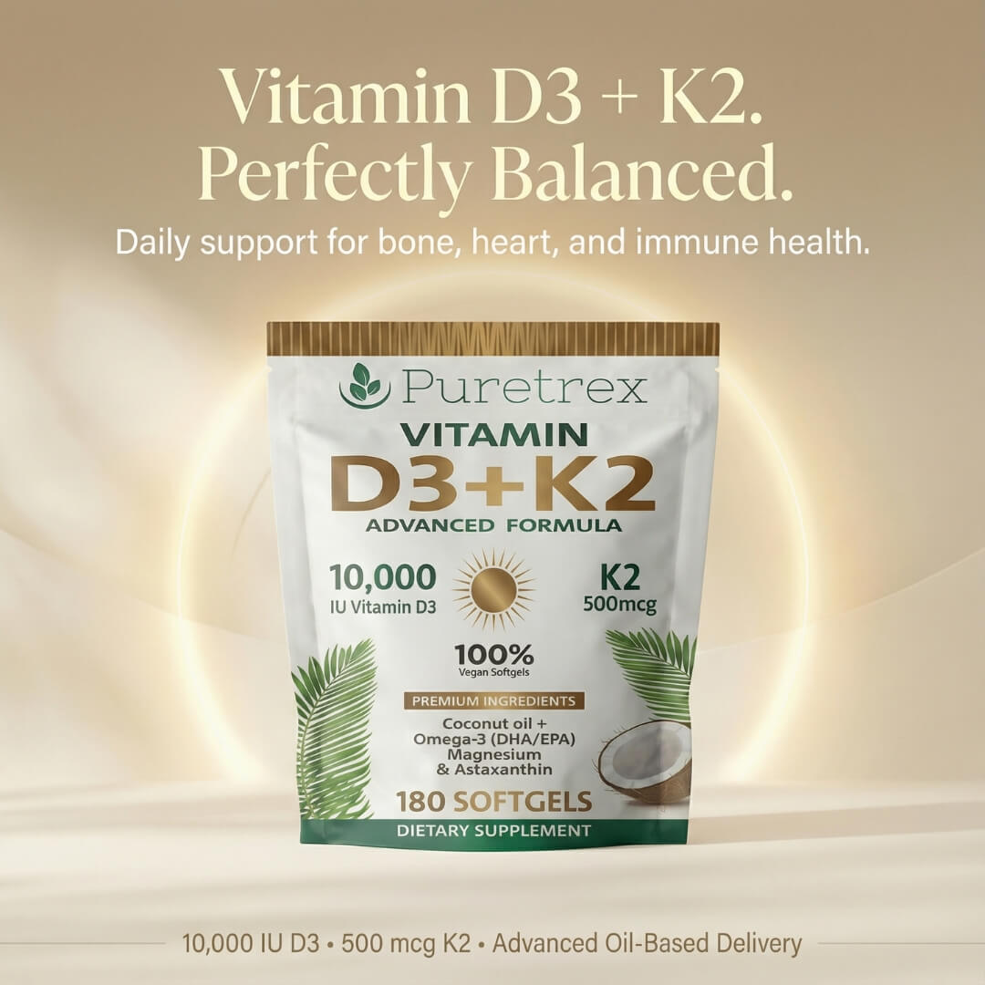 Vitamin D3 10,000 IU + K2 500mcg MK7 with Coconut Oil