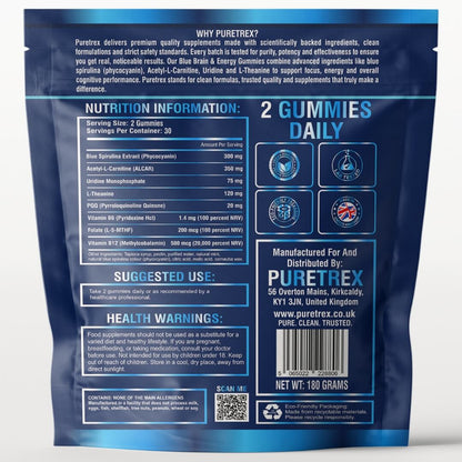 Blue Brain Gummies with Spirulina, Uridine and Theanine