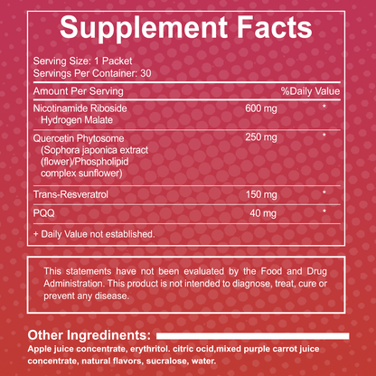 NAD+ 1000mg Anti-Aging Drink Mix with Nicotinamide Riboside, PQQ & Resveratrol
