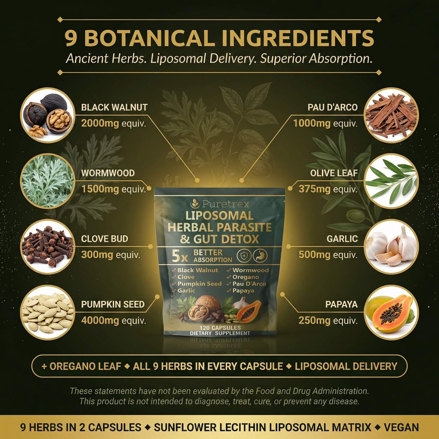 Liposomal Herbal Parasite & Herbal Capsules – Black Walnut, Wormwood & Oregano