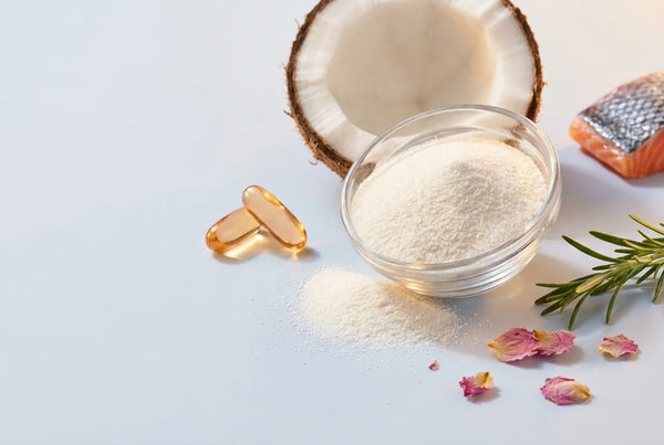 Marine collagen and hyaluronic acid supporting skin elasticity and tissue preservation