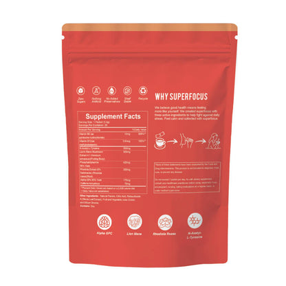 SuperFocus Focus Drink Mix with Caffeine – Fruit Punch Flavor (20 Packets)