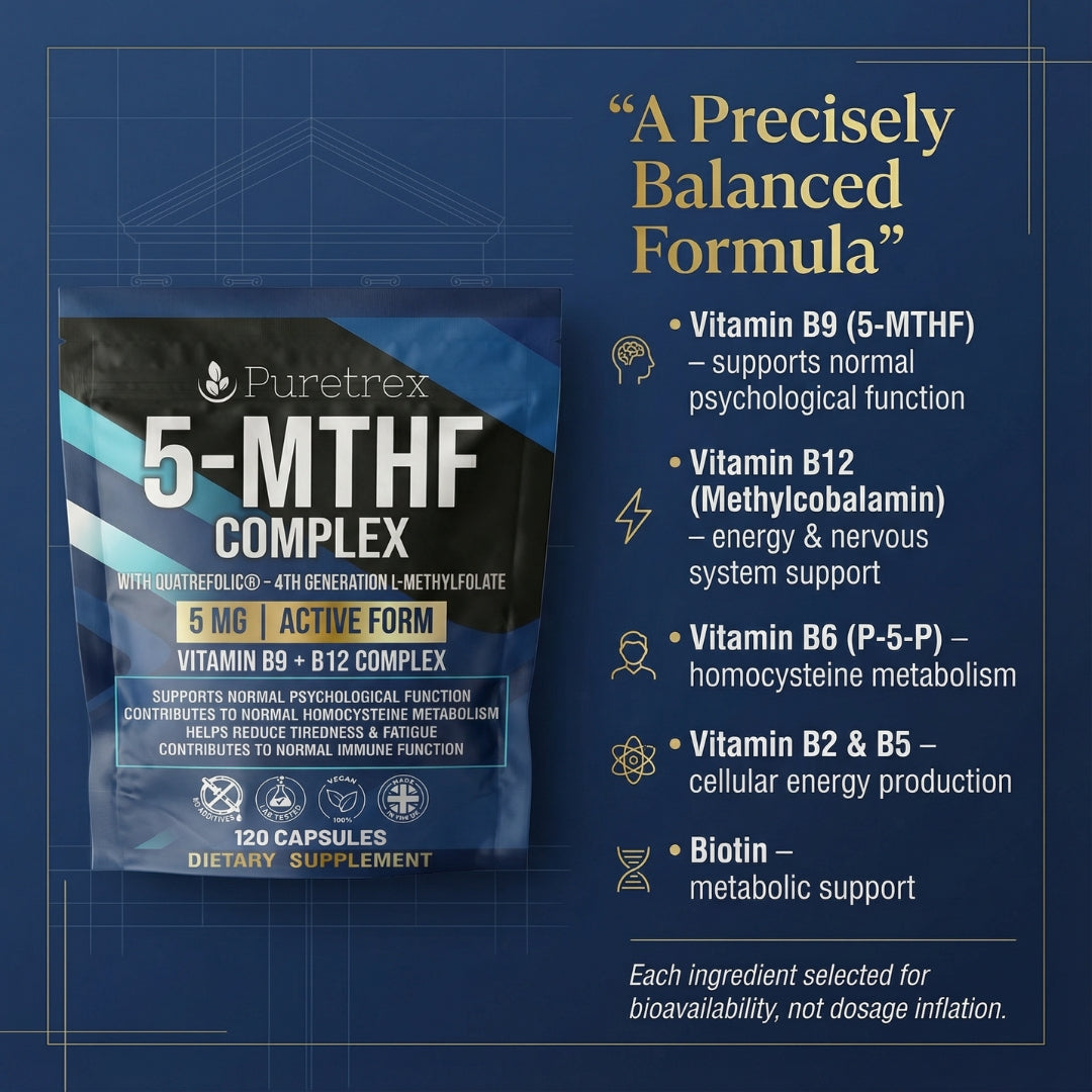 5-MTHF Complex with Quatrefolic® – Active Folate, Vitamin B9, B12 & Biotin