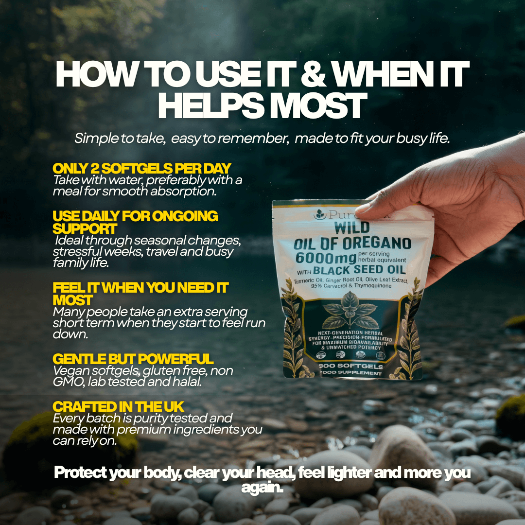 PURETREX Oil of Oregano with Black Seed Oil – 6000mg | Wild Oregano 300 Softgels UK