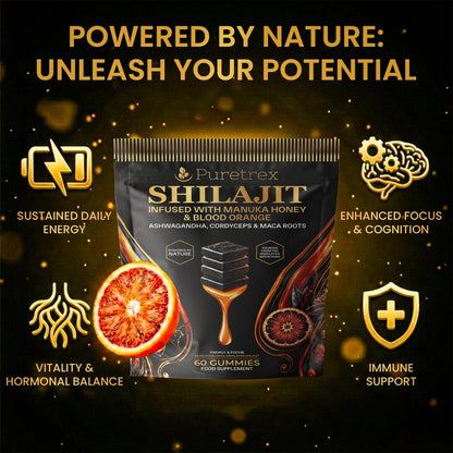 Shilajit Gummies Bag with Manuka Honey & Blood Orange Gummies