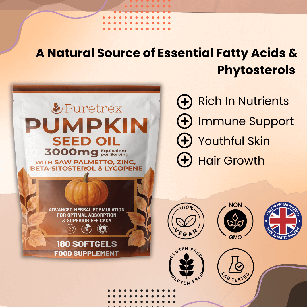 Pumpkin Seed Oil 3000mg with Saw Palmetto, Zinc, Beta-Sitosterol, Lycopene