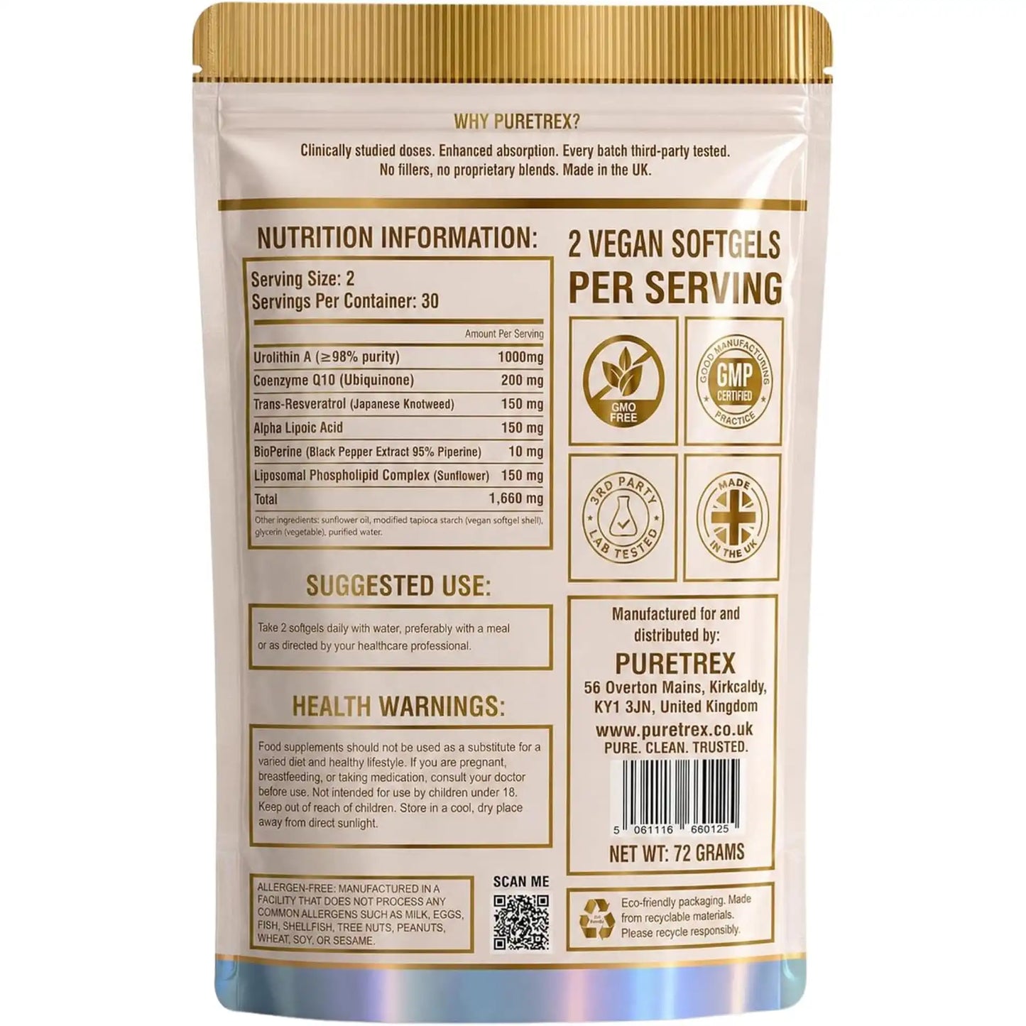 Urolithin A 1000mg Liposomal Complex – 60 Vegan Softgels