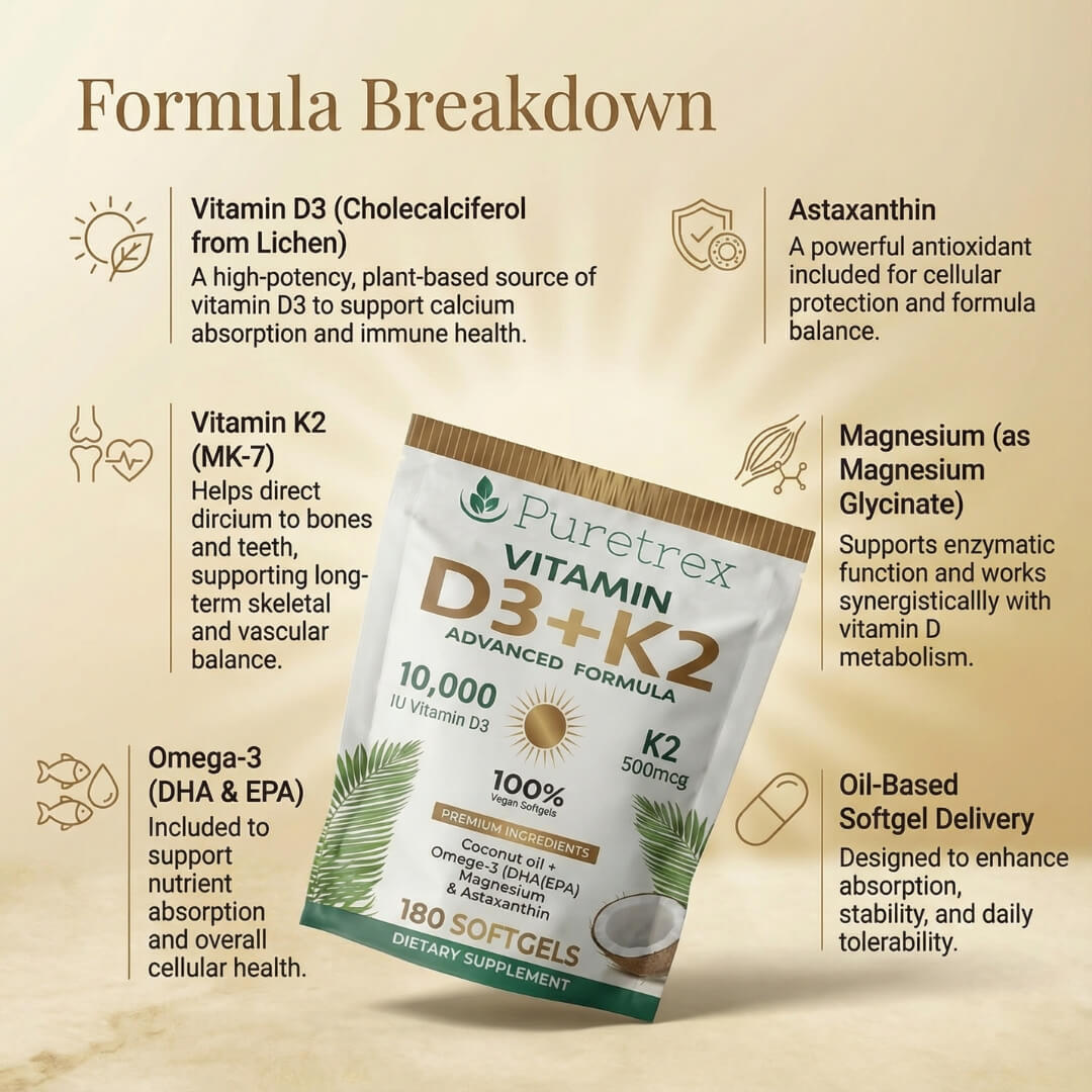 Vitamin D3 10,000 IU + K2 500mcg MK7 with Coconut Oil