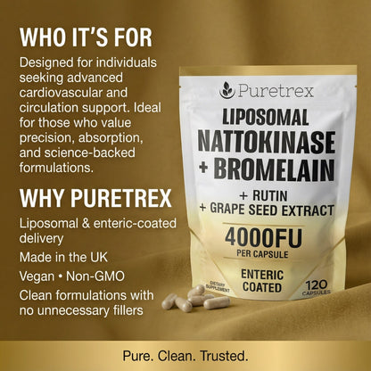 Liposomal Nattokinase 4000FU + Bromelain – Circulation & Heart Support