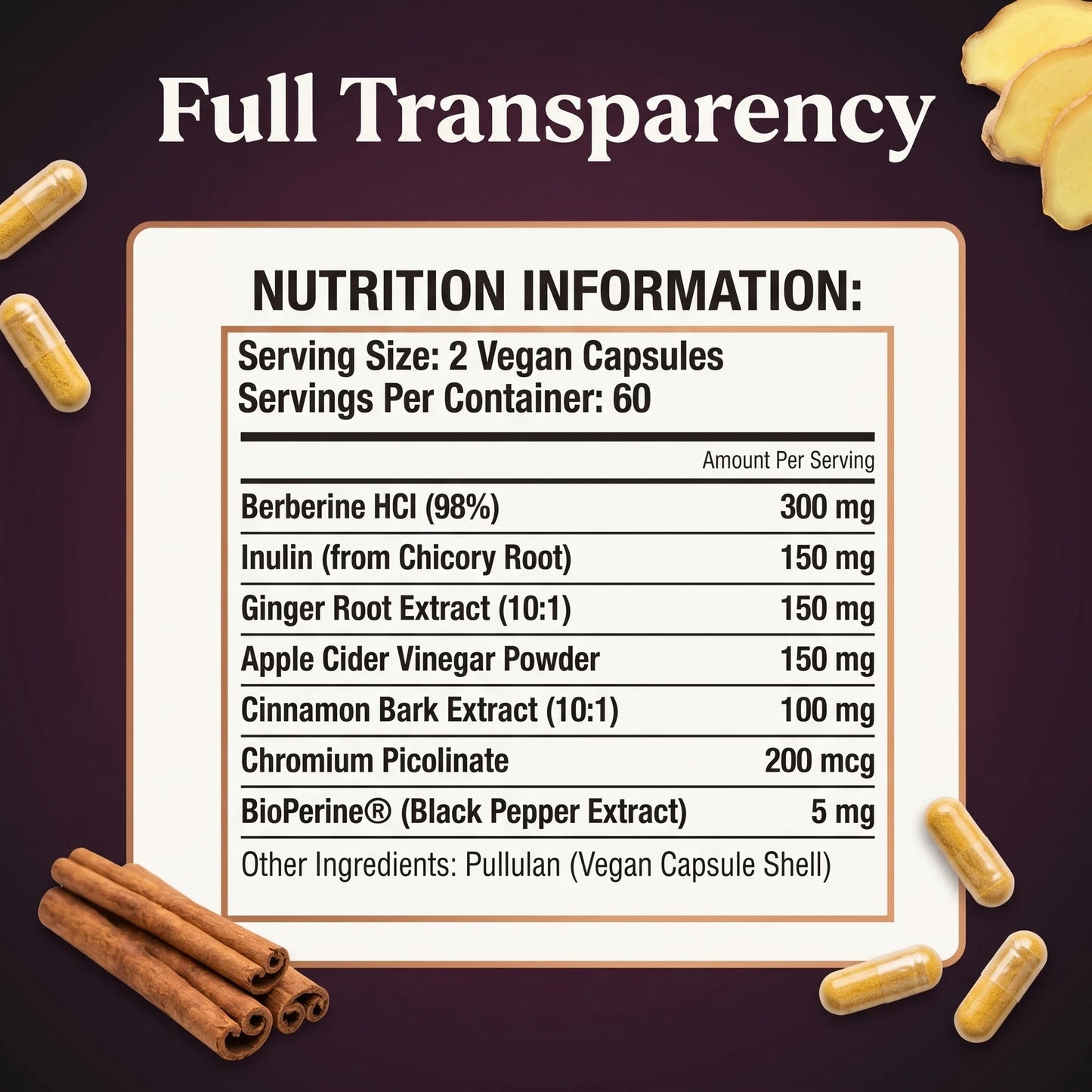 GLP-1 Support Complex – Berberine, Inulin & Chromium Formula