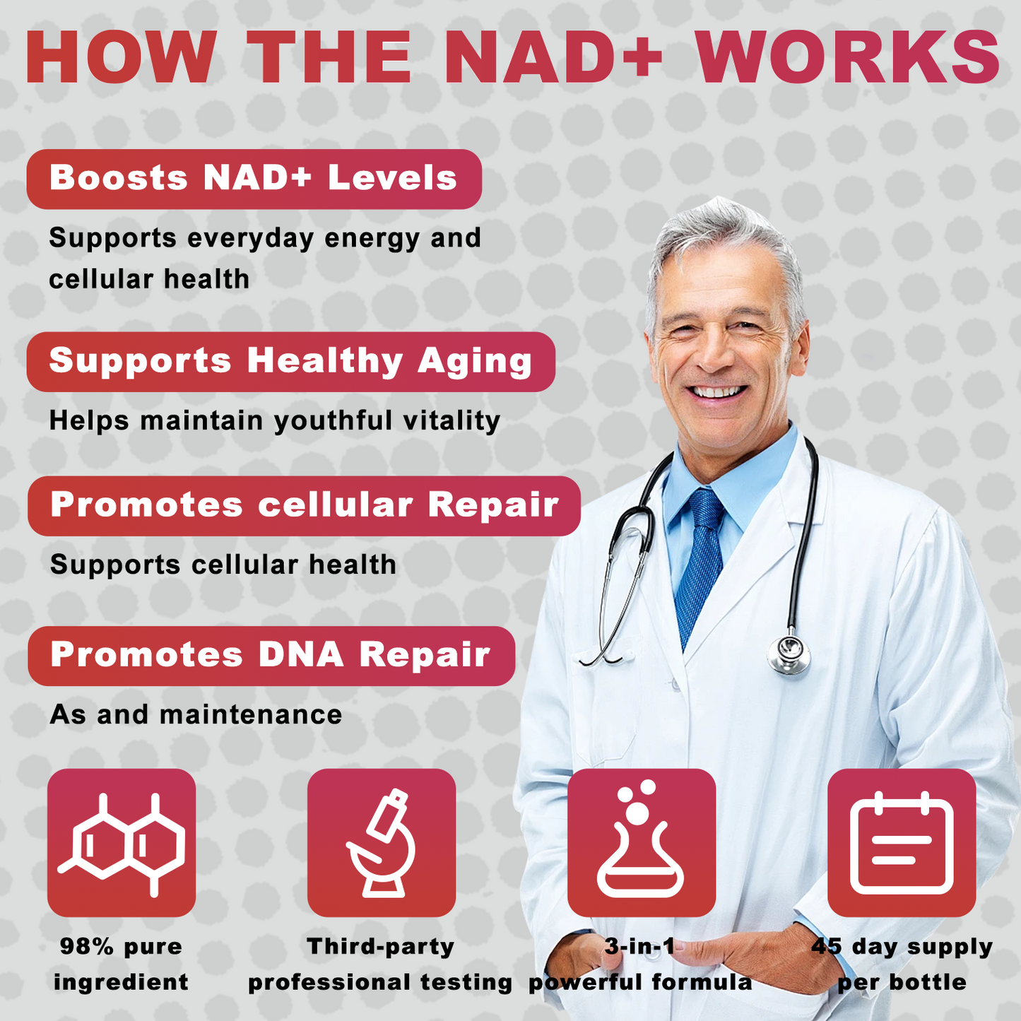 NAD+ 1000mg Anti-Aging Drink Mix with Nicotinamide Riboside, PQQ & Resveratrol