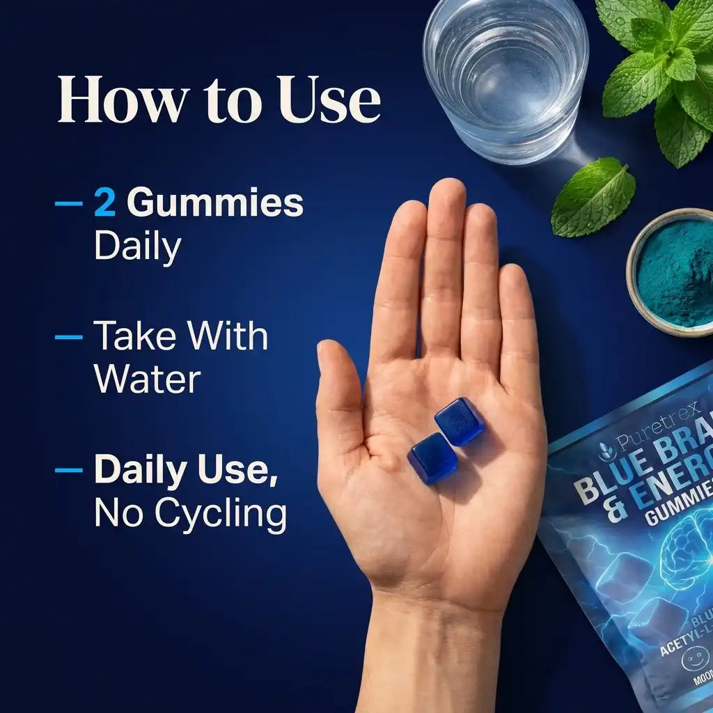 Blue Brain Gummies – Spirulina, Uridine & Theanine Nootropic Formula