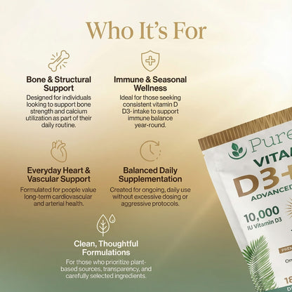 Vitamin D3 10,000 IU + K2 500mcg MK7 with Coconut Oil