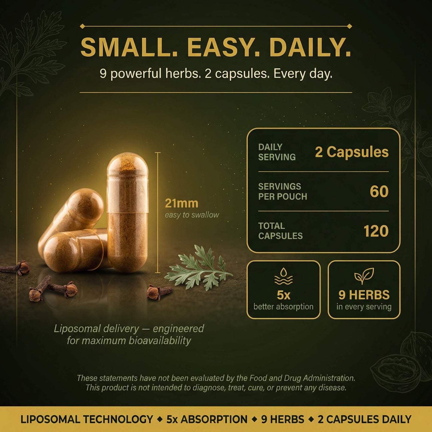 Liposomal Herbal Parasite & Herbal Capsules – Black Walnut, Wormwood & Oregano