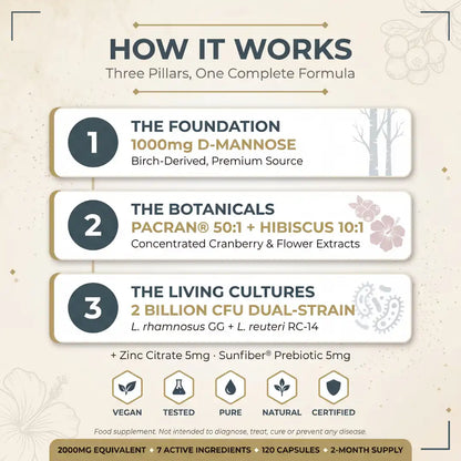 D-Mannose Complex – Cranberry, Hibiscus, Probiotics & Zinc