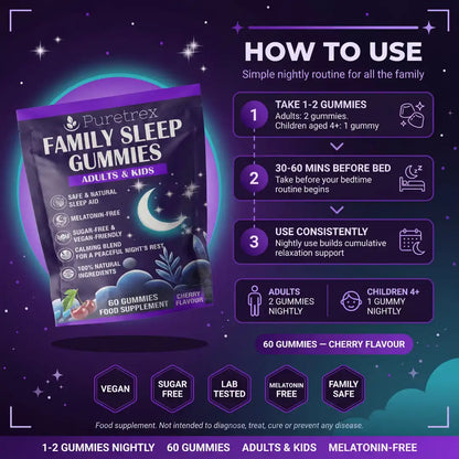 Family Sleep Gummies – Natural Formula for Adults & Kids (4+)