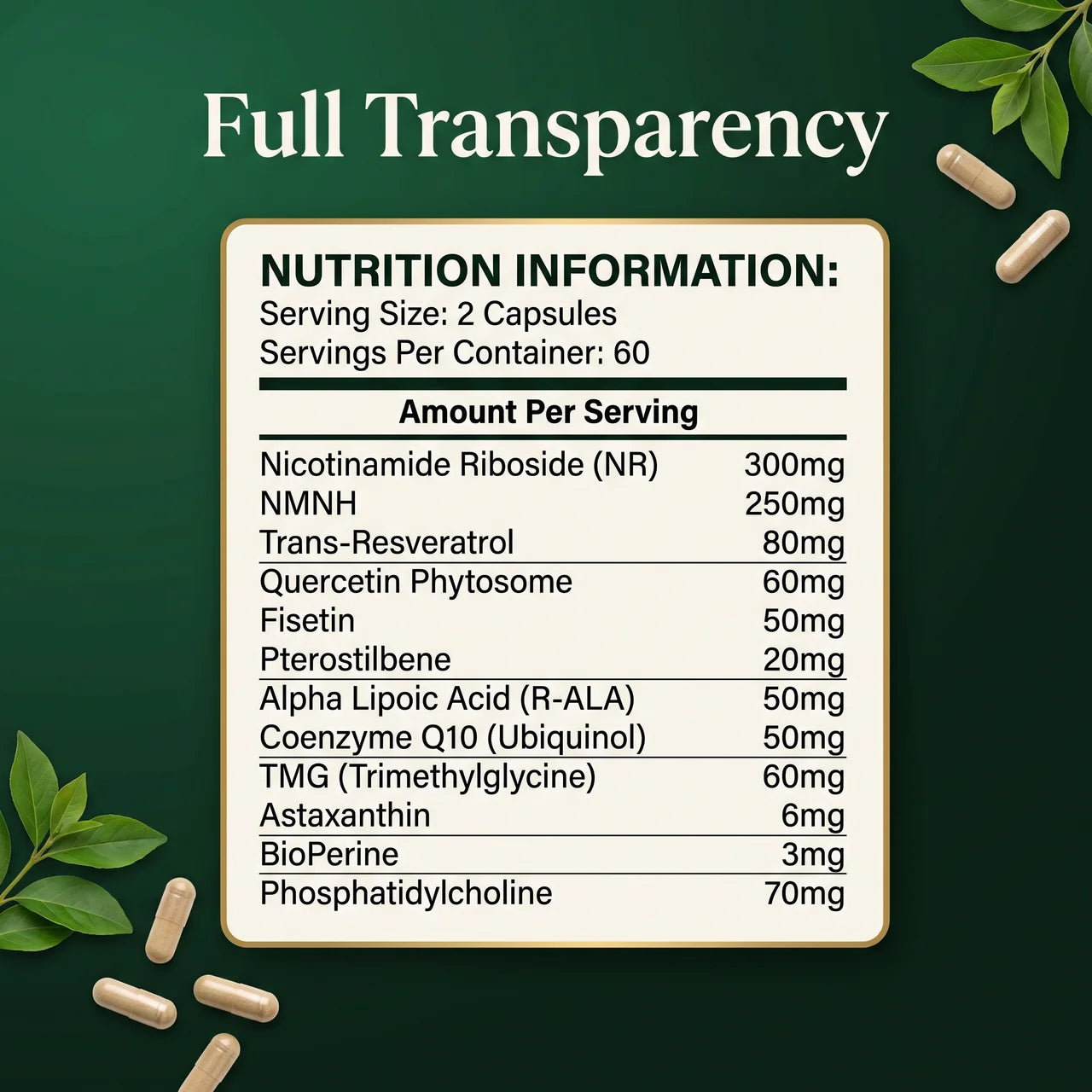 Liposomal NAD+ NR & NMNH Complex – Resveratrol & CoQ10 Capsules