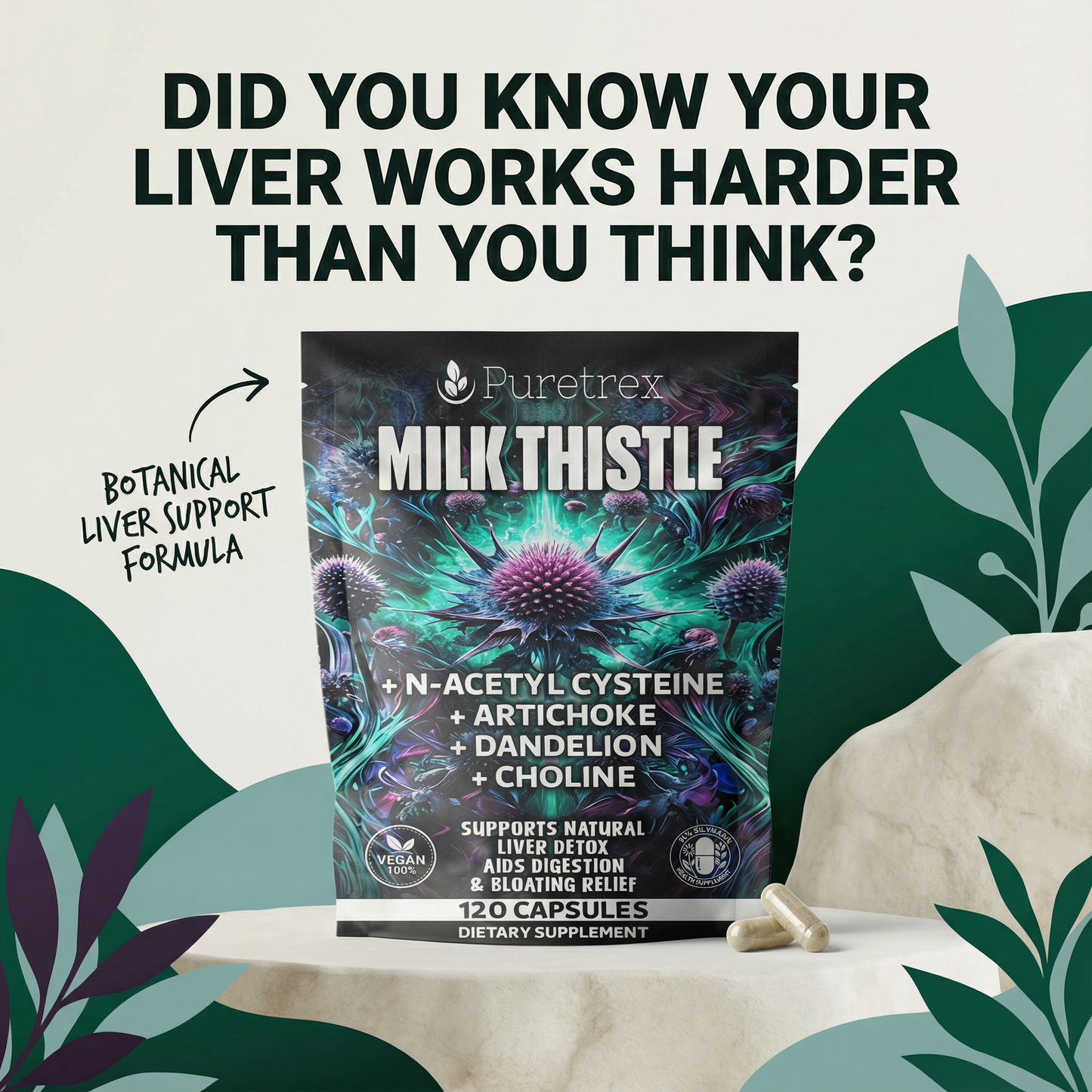 Milk Thistle Complex | 80% Silymarin Extract + NAC, Artichoke, Dandelion & Choline