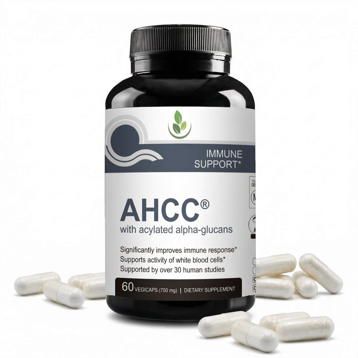 AHCC with Acylated Alpha-Glycans - capsules front of pouch by PURETREX