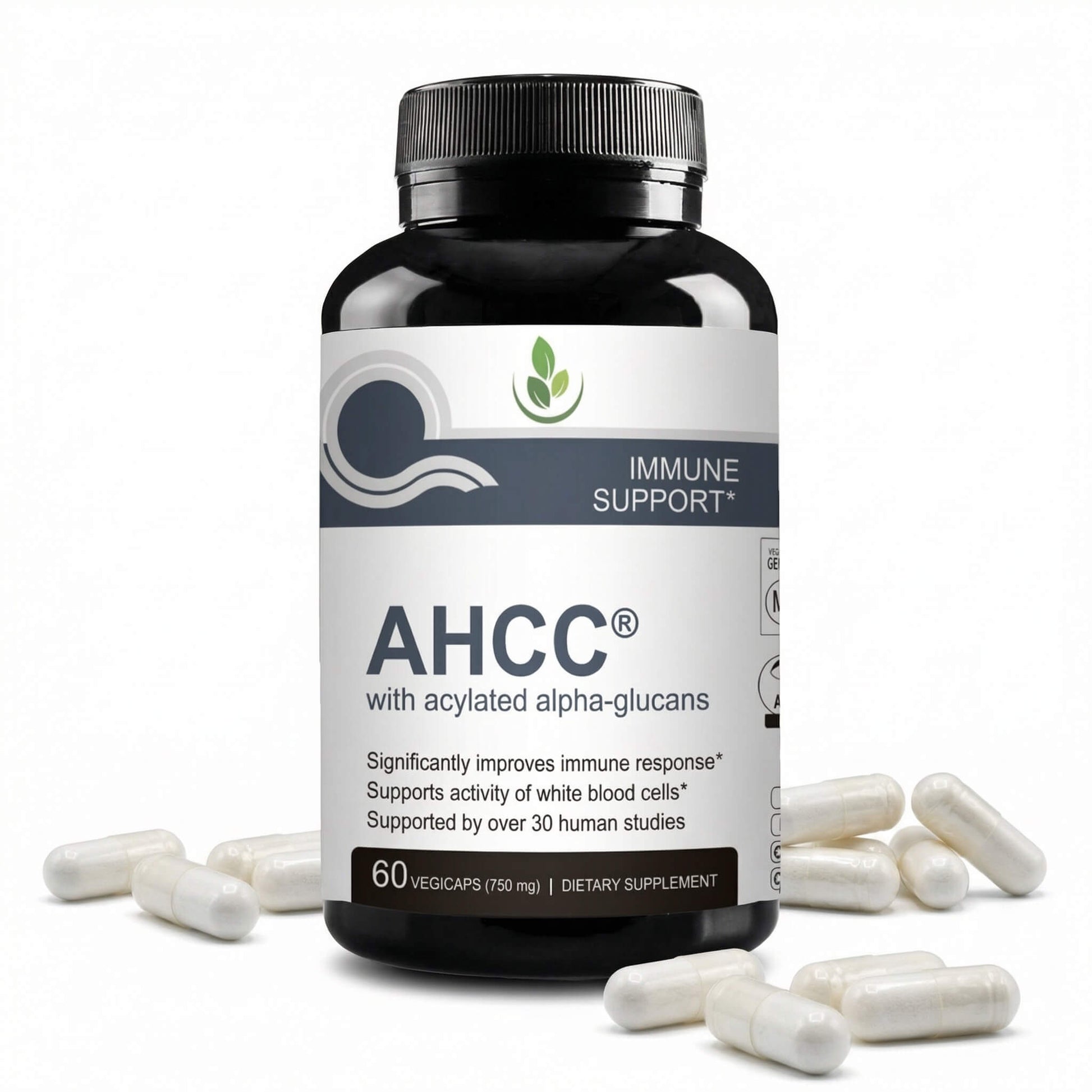 AHCC with Acylated Alpha-Glycans - capsules front of pouch by PURETREX