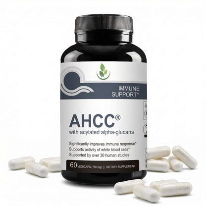 AHCC with Acylated Alpha-Glycans - capsules front of pouch by PURETREX
