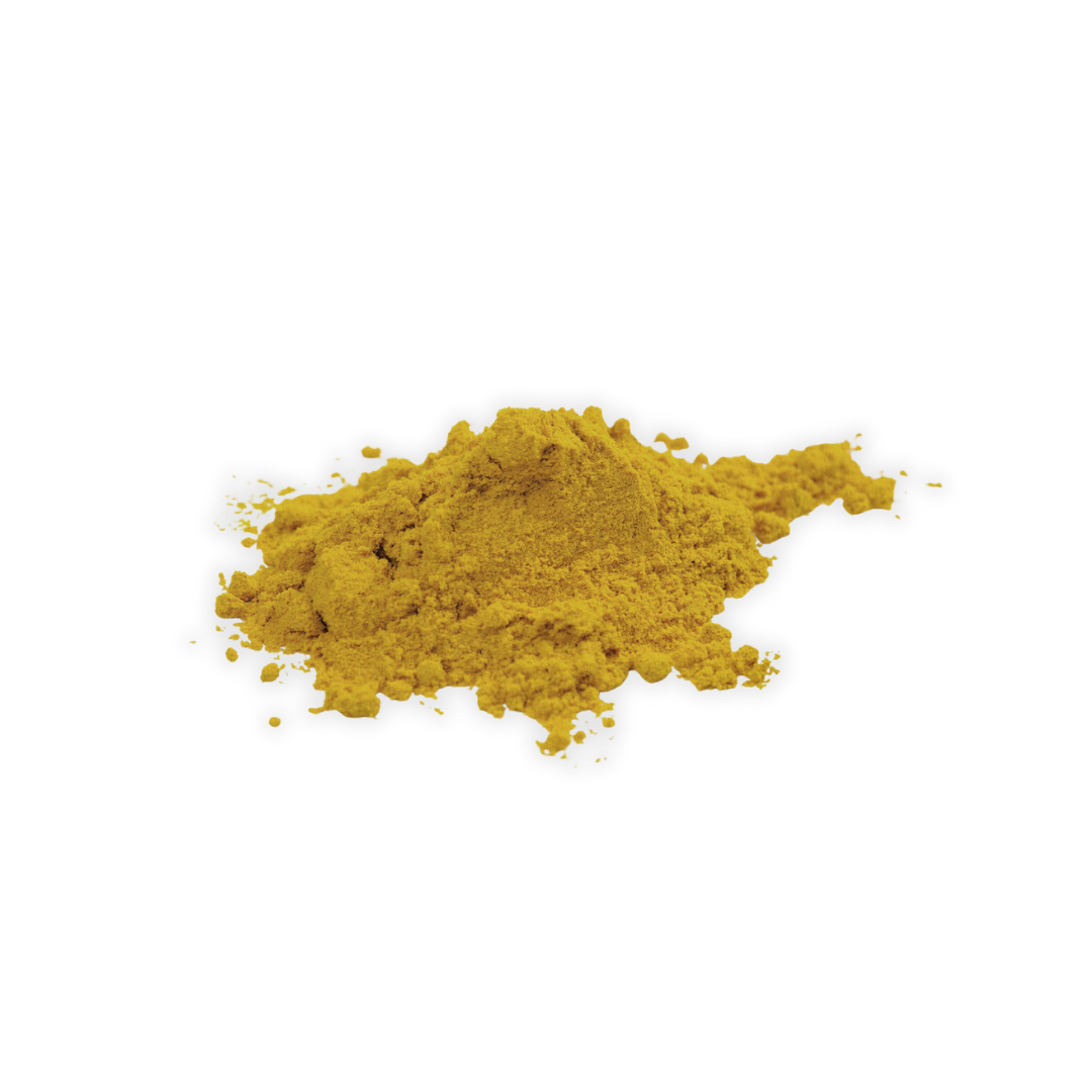 Yellow powder on a white background