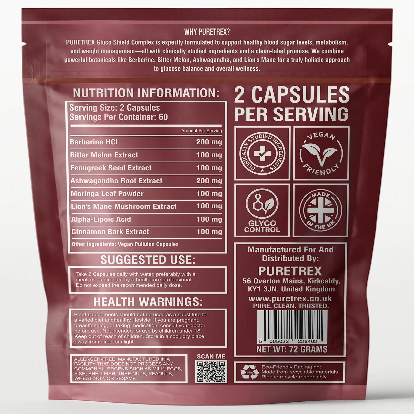 Gluco Shield Complex | 8 Natural Botanicals | BLOOD FLOW MATRIX