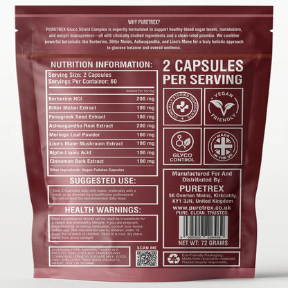 Gluco Shield Complex | 8 Natural Botanicals | BLOOD FLOW MATRIX