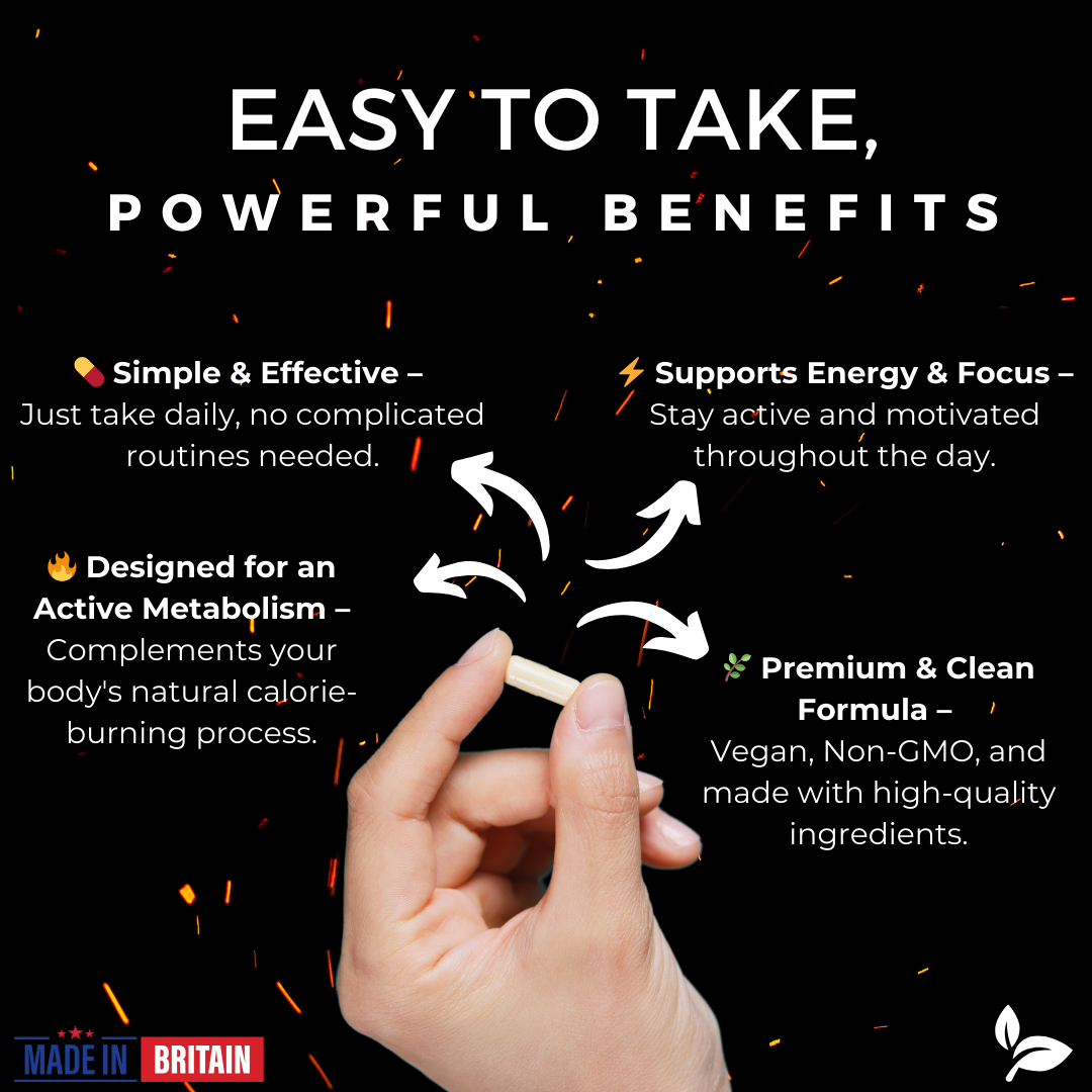 PURETREX FireBoost Pro infographic showing benefits like energy, focus, metabolism support, and clean vegan formula.