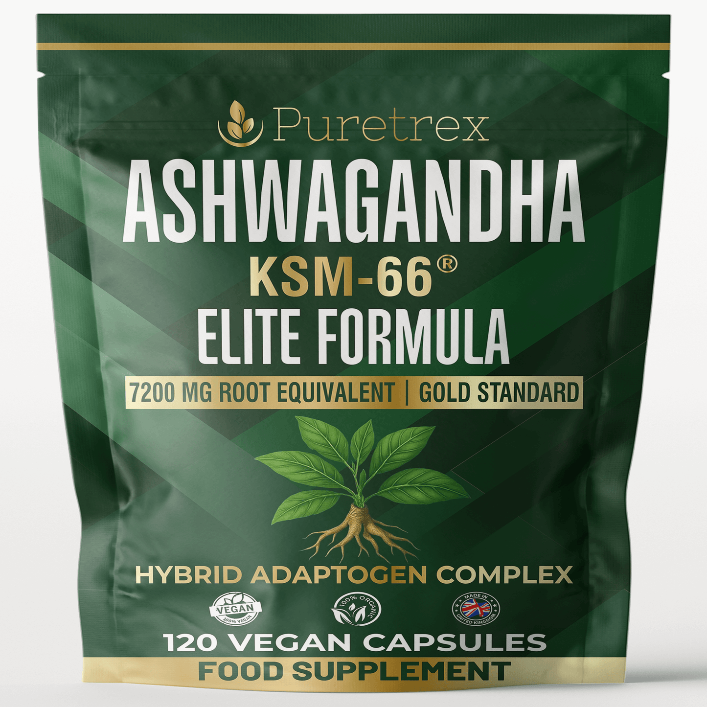 Ashwagandha KSM-66® Elite Formula – 7200mg Root Equivalent Adaptogen Complex