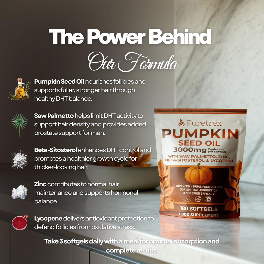 Pumpkin Seed Oil 3000mg with Saw Palmetto, Zinc, Beta-Sitosterol, Lycopene