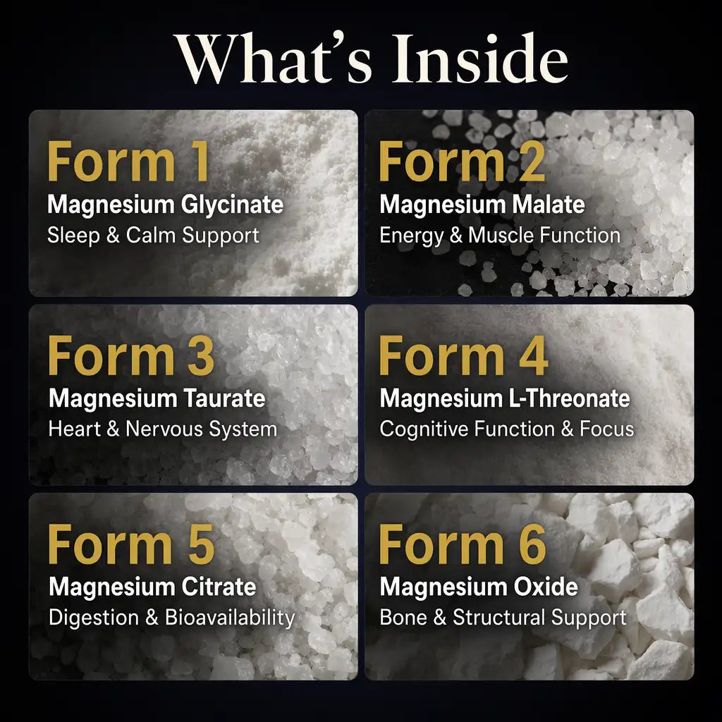 Magnesium Glycinate Complex – 6 Forms + Vitamin B6, Zinc & BioPerine®