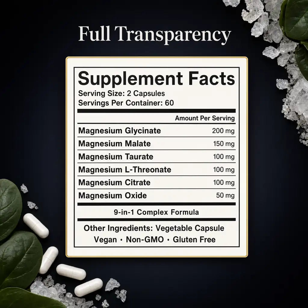 Magnesium Glycinate Complex – 6 Forms + Vitamin B6, Zinc & BioPerine®