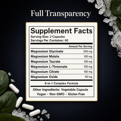 Magnesium Glycinate Complex – 6 Forms + Vitamin B6, Zinc & BioPerine®