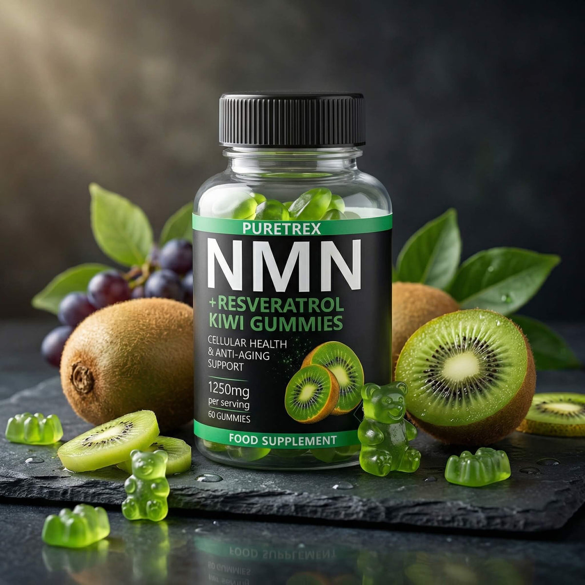 NMN + Resveratrol Kiwi Gummies - gummies pouch by PURETREX
