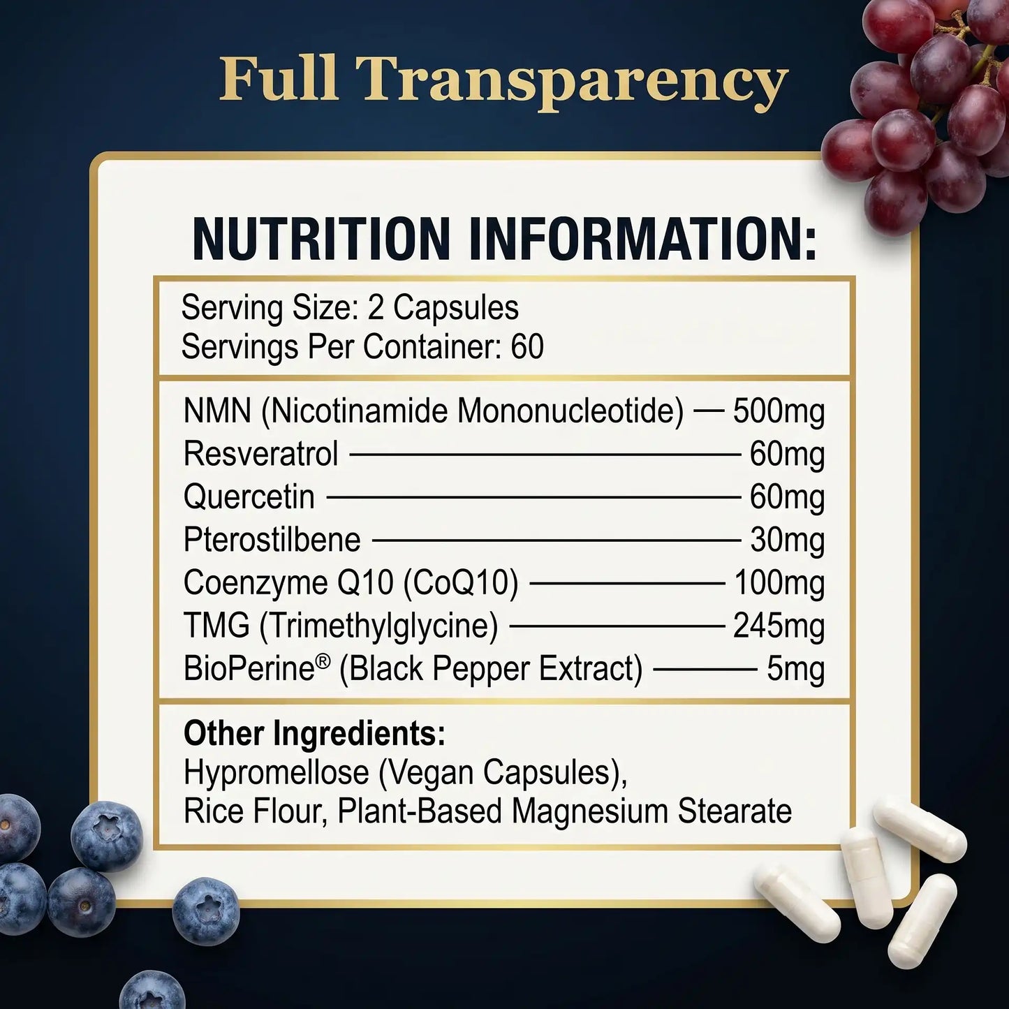 NMN & Resveratrol 7-in-1 Complex – CoQ10, TMG & BioPerine®