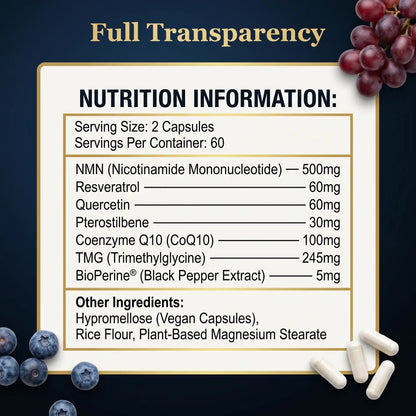 NMN & Resveratrol 7-in-1 Complex – CoQ10, TMG & BioPerine®