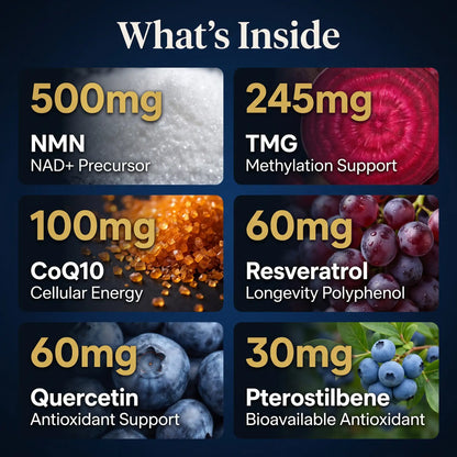NMN & Resveratrol 7-in-1 Complex – CoQ10, TMG & BioPerine®