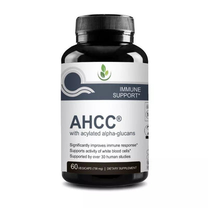 PURETREX AHCC with acylated alpha-glucans immune support supplement, 60 veggie capsules, front label view.