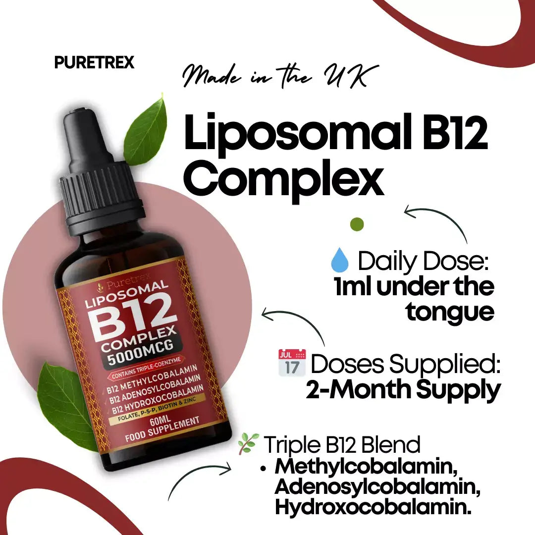 Daily dosage instructions for Puretrex Liposomal B12 Complex supplement.